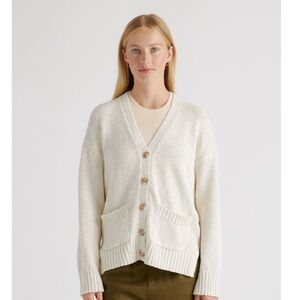 Women's Ivory Linen Blend Cardigan Sweater